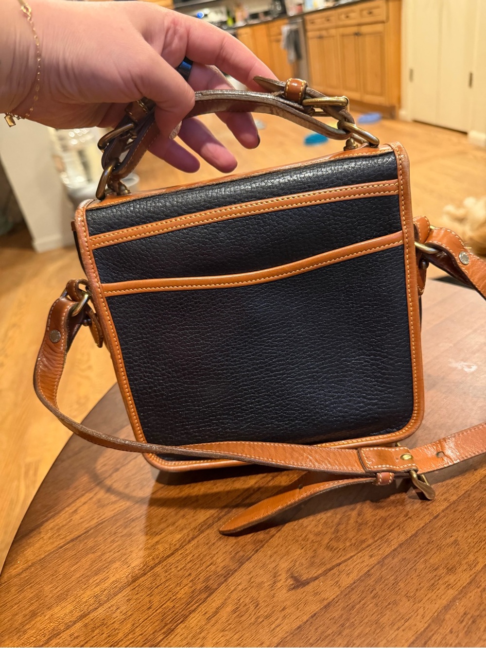 Vintage Dooney & Bourke Black and Brown Pebbled Leather Crossbody - Picture 3 of 11